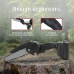 Fierăstrău electric portabil cu design ergonomic în natură