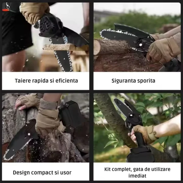 mini fierastrau cu lant electric portabil , 20v, 2000mah, 2 baterii, 2 lanturi, negru, impact vision® Demonstrații ale diferitelor moduri de folosire ale unui fierăstrău electric portabil
