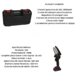 Fierăstrău electric cu accesorii și specificații tehnice