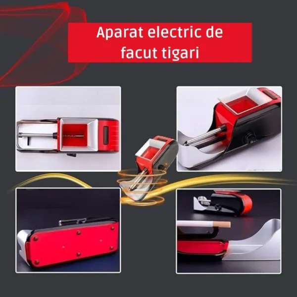 aparat electric de facut tigari, injector de tutun, compact cu design ergonomic si accesorii incluse, rosu, impact vision® Aparat electric roșu pentru rulat țigări
