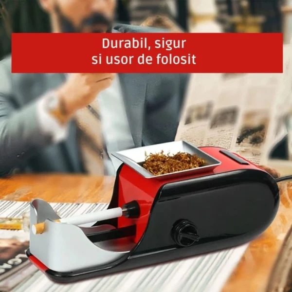 aparat electric de facut tigari, injector de tutun, compact cu design ergonomic si accesorii incluse, rosu, impact vision® Bărbat folosind mașină de rulat țigări automată