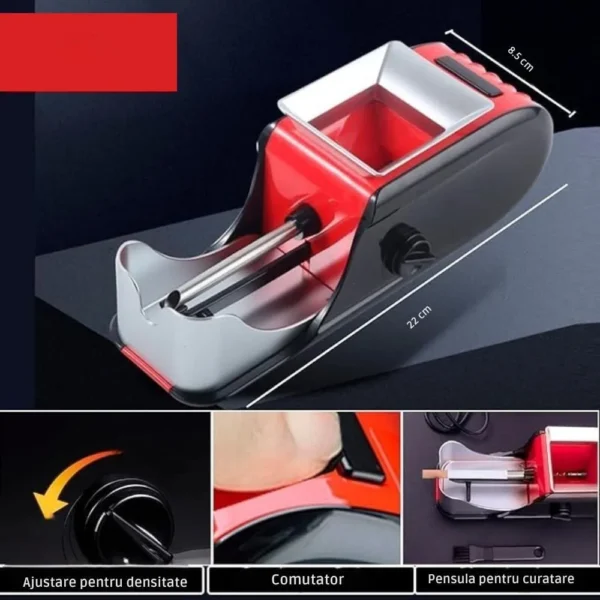 aparat electric de facut tigari, injector de tutun, compact cu design ergonomic si accesorii incluse, rosu, impact vision® Aparat ajustabil pentru țigări, roșu, cu accesorii