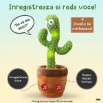 jucarie interactiva cactus vorbitor si dansator impact vision®, imita, canta si danseaza, cu acumulator si cablu usb