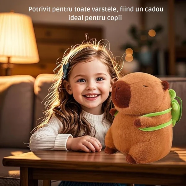 jucarie de plus capybara cu rucsac detasabil tip broasca testoasa, 30 cm, maro, impact vision® jucarie de plus capybara cu rucsac detasabil tip broasca testoasa, 30 cm, maro, impact vision®