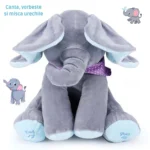 Jucărie elefant interactiv, mov, cu urechi mișcătoare