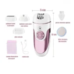 set epilator 4 in 1 , cu 4 capete, epilator membre, subrat, zone mici sau intime si pila pentru calcaie