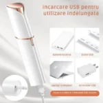 epilator facial pentru epilare fara durere, cu incarcare prin usb, led, portabil, impact vision®