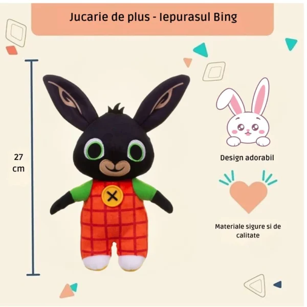 jucarie de plus iepurasul bing, 27 cm, multicolor, impact vision® Jucărie de pluș negru, iepurașul Bing, 27 cm înălțime