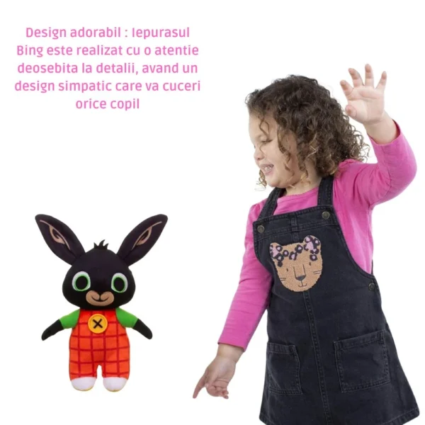 jucarie de plus iepurasul bing, 27 cm, multicolor, impact vision® Fetiță zâmbitoare cu jucăria iepuraș Bing