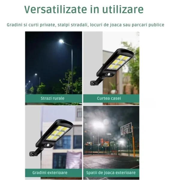 lampa solara stradala, 96 led cu senzor de miscare, pachet montare inclus, panou solar incorporate, cu telecomanda, impact vision® Lămpi LED diverse locații: străzi, curți, spații de joacă