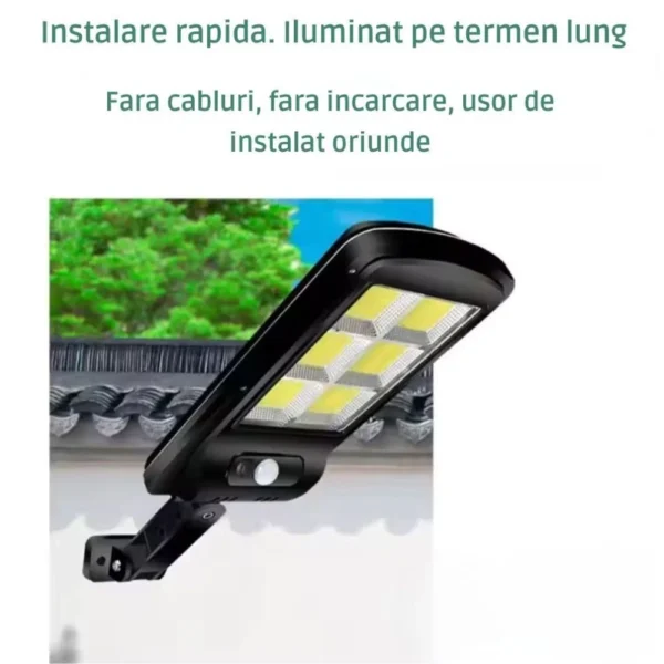 lampa solara stradala, 96 led cu senzor de miscare, pachet montare inclus, panou solar incorporate, cu telecomanda, impact vision® Lampă solară LED montată pe perete, exterior