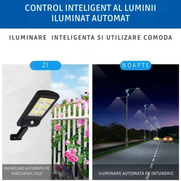 lampa solara stradala, 96 led cu senzor de miscare, pachet montare inclus, panou solar incorporate, cu telecomanda, impact vision® Lampă solară zi-noapte pentru grădină și stradă