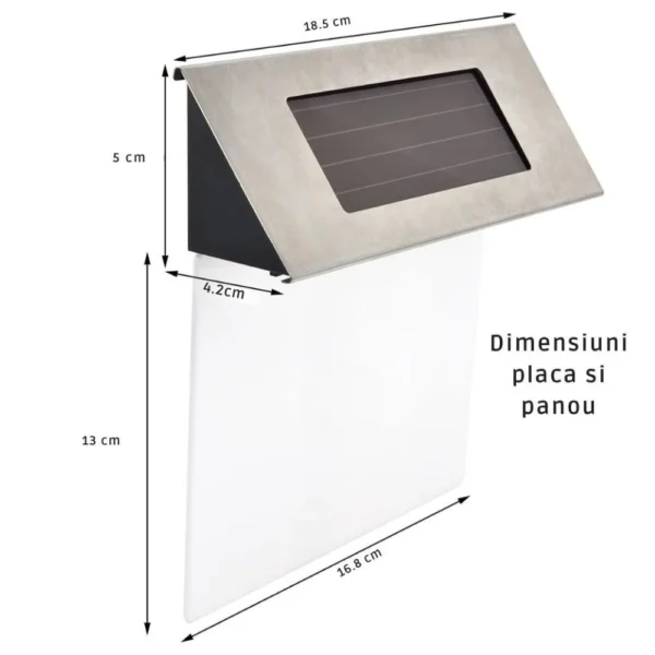 numar de casa sau poarta cu incarcare solara, iluminare automata, inox, baterie reincarcabila, pornire oprire automata led, impact vision® Lampă solară, dimensiuni explicitate, design modern