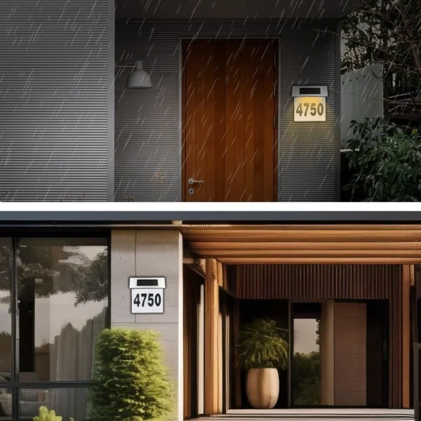 numar de casa sau poarta cu incarcare solara, iluminare automata, inox, baterie reincarcabila, pornire oprire automata led, impact vision® Uși frontale moderne cu numere vizibile