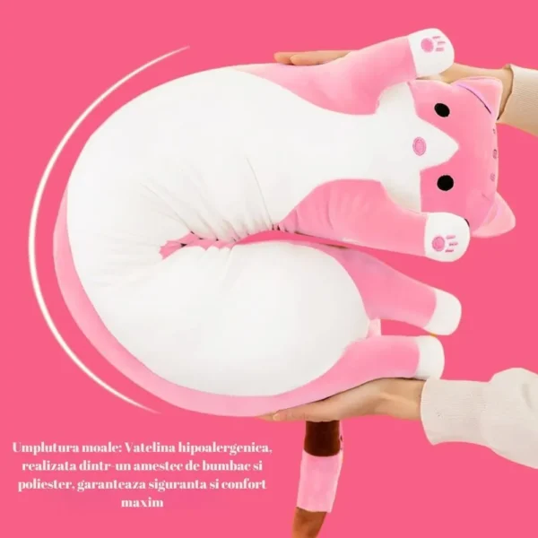 jucarie de plus pisica, tip perna, umplutura hipoalergenica, 50 cm, culoare roz, impact visionĀ® jucarie de plus pisica, tip perna, umplutura hipoalergenica, 50 cm, culoare roz, impact visionĀ®