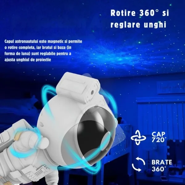proiector de stele astronaut, lampa de veghe pentru copii, led, telecomanda, 8 efecte diferite, alb, impact vision® Proiector astronaut reglabil cu lumini și cap magnetic