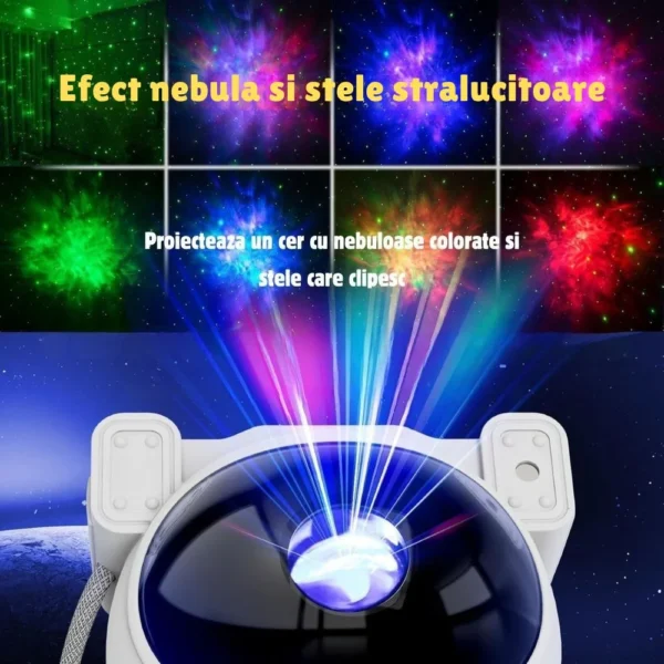 proiector de stele astronaut, lampa de veghe pentru copii, led, telecomanda, 8 efecte diferite, alb, impact vision® Proiector cosmic simulând un cer înstelat colorat