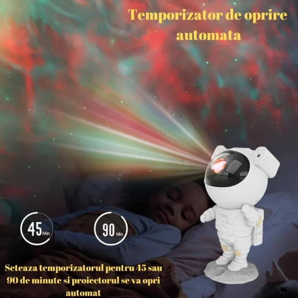 proiector de stele astronaut, lampa de veghe pentru copii, led, telecomanda, 8 efecte diferite, alb, impact vision® Proiector astronomic cu temporizator vizualizat lângă copil adormit
