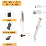 set epilator facial si epilator sprancene, pentru epilare fara durere