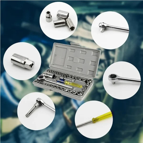 trusa chei tubulare profesionala cu accesorii 40 piese, servieta plastic, impact vision® trusa chei tubulare profesionala cu accesorii 40 piese, servieta plastic, impact vision®