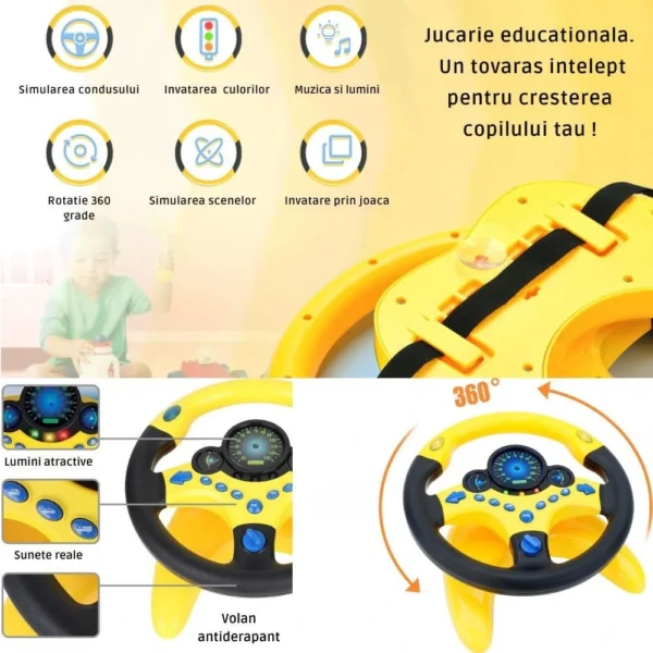 volan interactiv de jucarie cu sunete si lumini, rotire 360 grade, fixare cu ventuze, galben, impact visionĀ® volan interactiv de jucarie cu sunete si lumini, rotire 360 grade, fixare cu ventuze, galben, impact visionĀ®