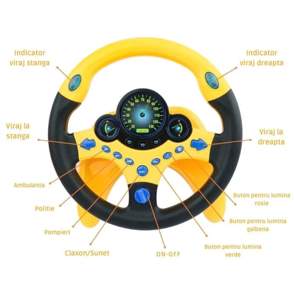 volan interactiv de jucarie cu sunete si lumini, rotire 360 grade volan interactiv de jucarie cu sunete si lumini, rotire 360 grade