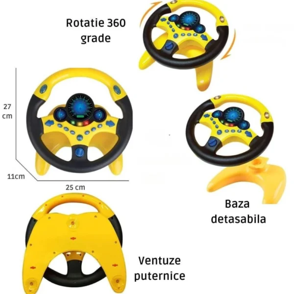 volan interactiv de jucarie cu sunete si lumini, rotire 360 grade, fixare cu ventuze, galben, impact visionĀ® volan interactiv de jucarie cu sunete si lumini, rotire 360 grade, fixare cu ventuze, galben, impact visionĀ®