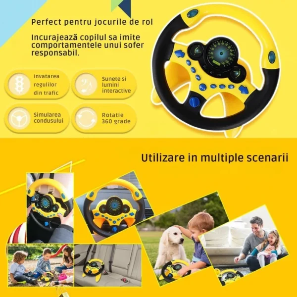 volan interactiv de jucarie cu sunete si lumini, rotire 360 grade, fixare cu ventuze, galben, impact visionĀ® volan interactiv de jucarie cu sunete si lumini, rotire 360 grade, fixare cu ventuze, galben, impact visionĀ®