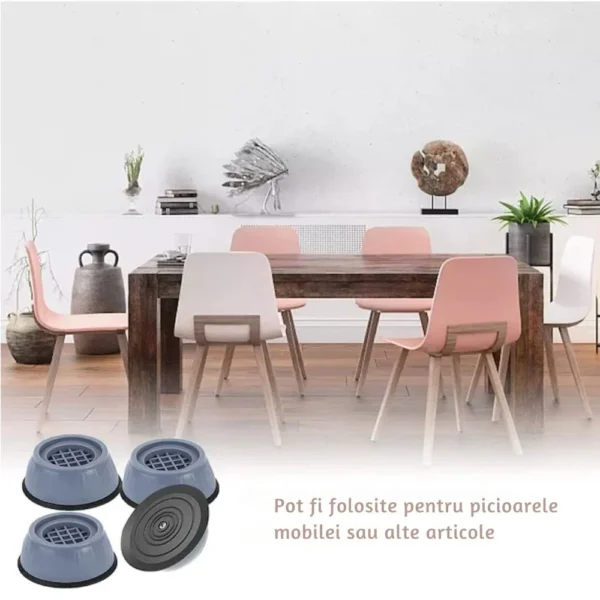 set 4 picioruse amortizare pentru electrocasnice si mobilier, antiderapante, cu suport anti zgomot , gri inchis, impact vision® Sufragerie modernă cu mese și scaune, decorațiuni interioare
