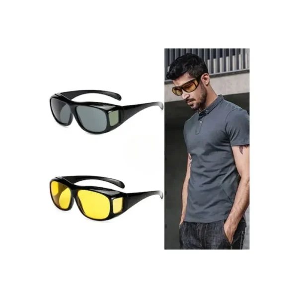 set 2 perechi ochelari de soare polarizati pentru condus, zi/noapte, unisex, impact vision® Bărbat cu ochelari de soare, două modele diferite