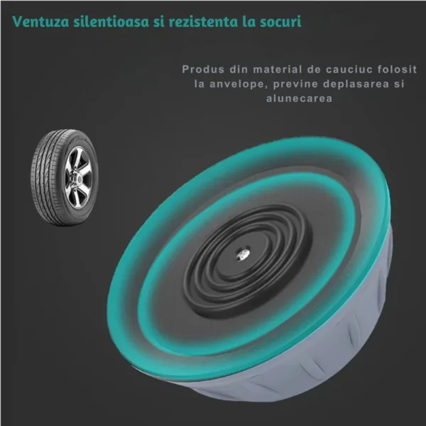 set 4 picioruse amortizare pentru electrocasnice si mobilier, antiderapante, cu suport anti zgomot , gri inchis, impact vision® Ventuză cauciuc pentru stabilitate anvelope, eficientă şi silenţioasă