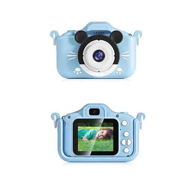 camera foto pentru copii impact visionĀ®, ecran hd ips, puzzle, jocuri, albastru Vedere fata si spate camera foto copii albastru