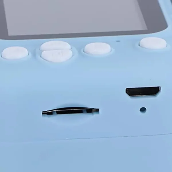 camera foto pentru copii impact visionĀ®, ecran hd ips, puzzle, jocuri, albastru Vedere apropriata card si mufa alimentare camera foto copii albastru