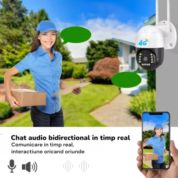 camera supraveghere sim 6 Functia chat audio bidirectional camera de supraveghere cu SIM