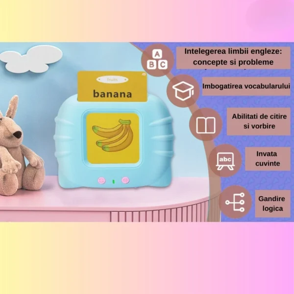 jucarie educativa pentru copii cu carduri flash si sunete, 112 carduri, 224 cuvinte, albastru, impact vision® Jucărie educativă pentru învățarea limbii engleze