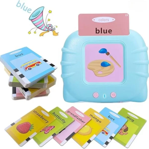 jucarie educativa pentru copii cu carduri flash si sunete, 112 carduri, 224 cuvinte, albastru, impact vision® Jucărie educativă pentru învățarea culorilor și cuvintelor