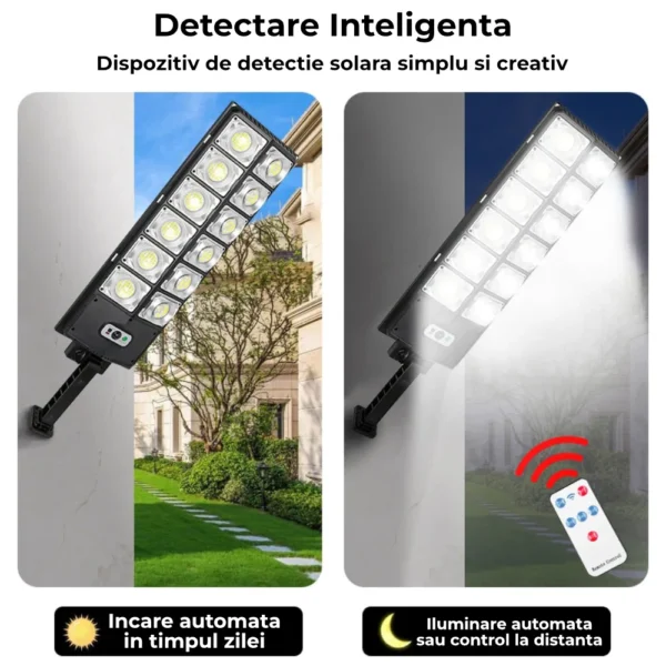 lampa solara stradatala 120w 4 Evidentierea faptului ca lampa se incarca pe timpul zilei si lumineaza automat sau la comanda noaptea