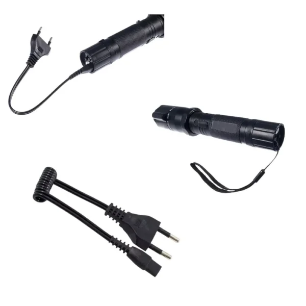 lanterna led cu electrosoc si laser, sistem autoaparare, negru, impact vision® Lanternă LED cu încărcare prin cablu european