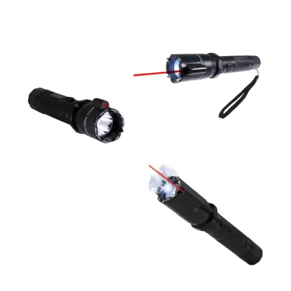 lanterna led cu electrosoc si laser, sistem autoaparare, negru, impact vision® Lanterne tactice cu laser și efect de fum