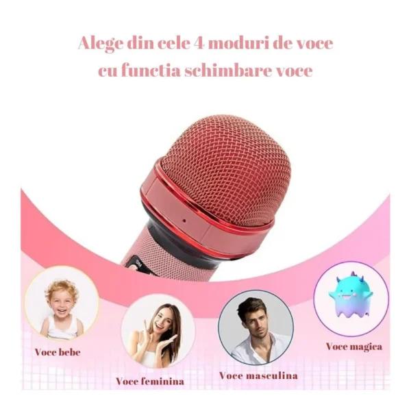 microfon wireless karaoke pentru copii, cu acumulator, boxa inclusa, radio fm, tf card, usb, inregistrare muzica, roz impact visionĀ® Modurile de functionare ale microfonului wireless karaoke