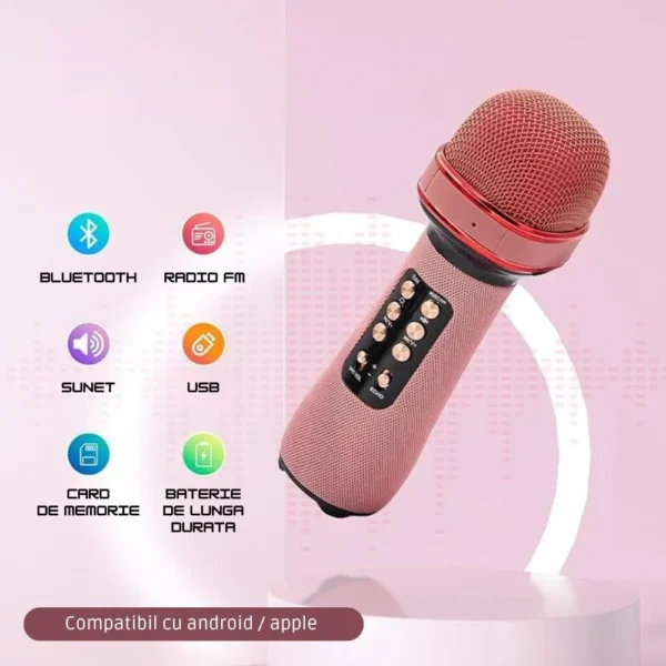 microfon wireless karaoke pentru copii, cu acumulator, boxa inclusa, radio fm, tf card, usb, inregistrare muzica, roz impact visionĀ® Modurile in care microfonul wireless karaoke poate fi utilizat