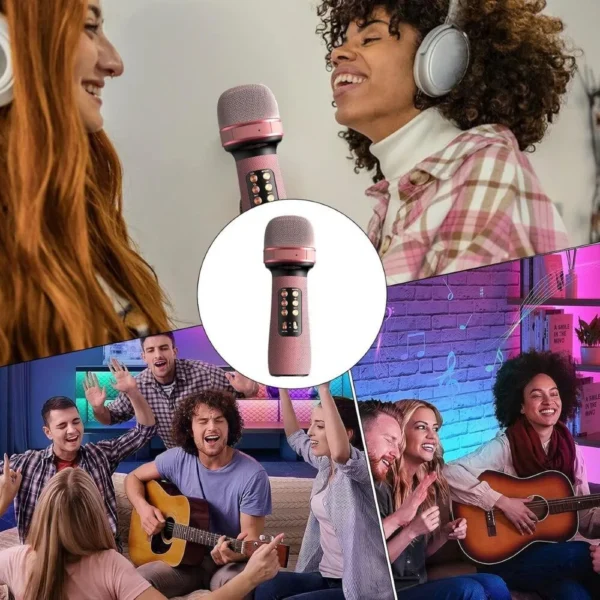microfon wireless karaoke pentru copii, cu acumulator, boxa inclusa, radio fm, tf card, usb, inregistrare muzica, roz impact visionĀ® Exemplificare de utilizare microfon wireless karaoke