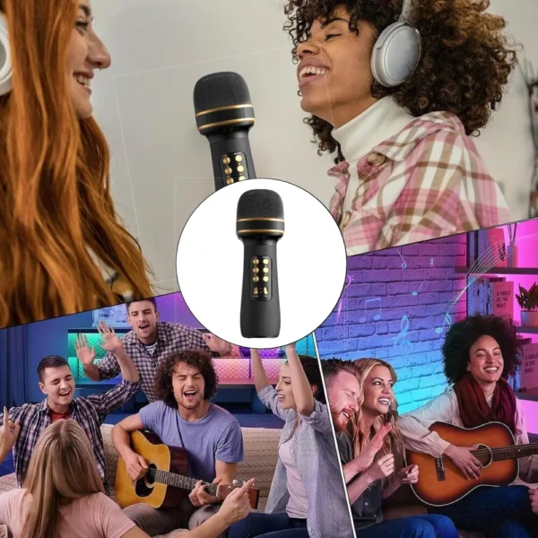 microfon wireless karaoke pentru copii, cu acumulator, boxa inclusa, radio fm, tf card, usb, inregistrare muzica, negru impact visionĀ® exemplu utilizare practic microfon wireless karaoke