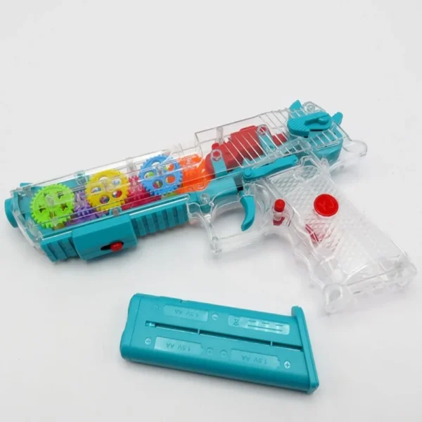 pistol jucarie copii 5 Vedere pistol jucarie pentru copii cu bateriile scoase afara