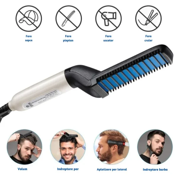 placa pentru indreptat barba si parul, 2in1, cu incalzire rapida, negru, impact vision® Stilizare păr cu dispozitiv multifuncțional, fără accesoriu.