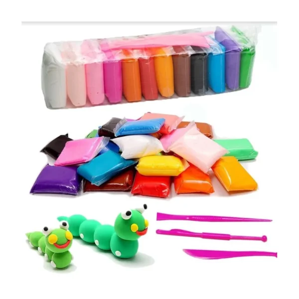 set 12 plastilina 3 Continut pachet si exemplu de jucarie construita cu set 12 plastiline