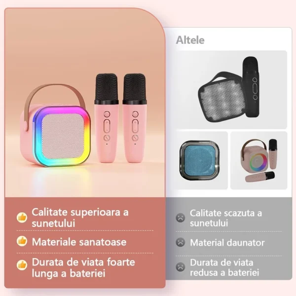 set boxa karaoke 5 Diferente intre acest set de boxa cu 2 microfoane si alte seturi