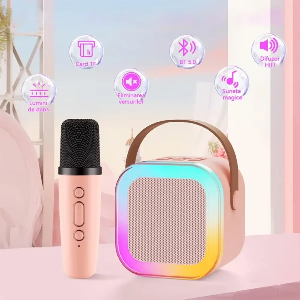 set boxa karaoke 6 Puncte forte ale setului boxa cu 2 microfoane karaoke