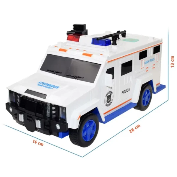 pusculita masina blindata cu baterii, sunete si lumini – alb, impact vision® Jucărie mașină poliție, albă, dimensiuni indicate