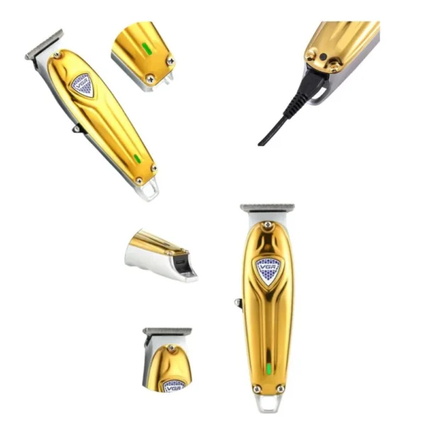 masina de tuns profesionala vgr v 911, 3 piepteni de ghidare, incarcare usb, autonomie 180 min, auriu, impact vision® Aparate tuns aurii, accesorii diverse